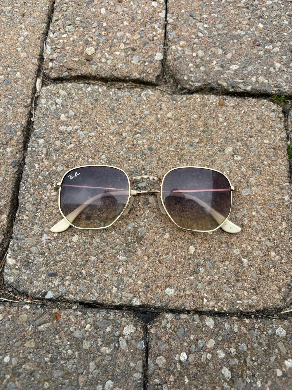 Ray-Ban Women's Gold Frame Sunglasses with Gradient Brown Lenses